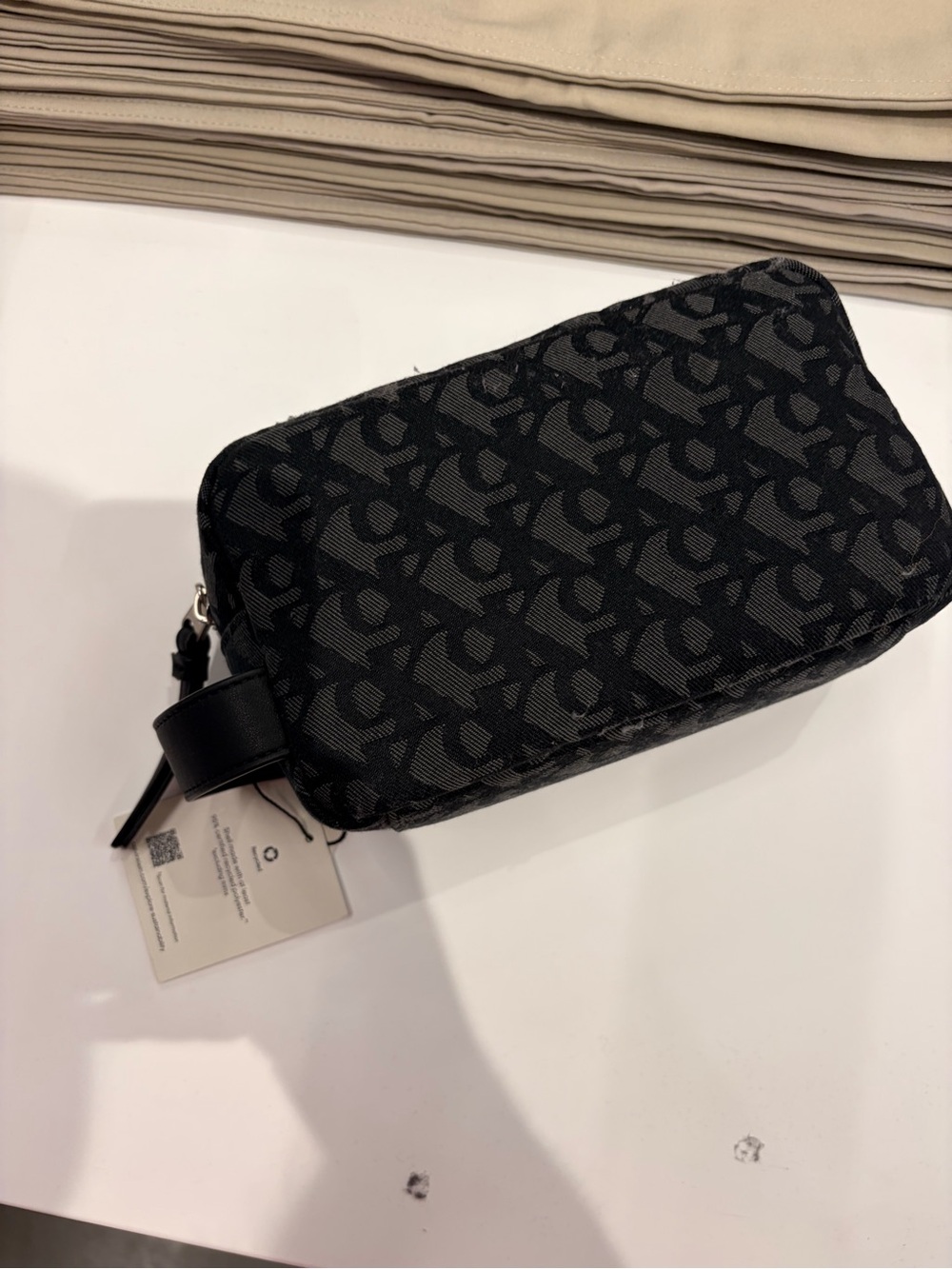 Calvin Klein Black Patterned unisex Cosmetic Case logo new with tag